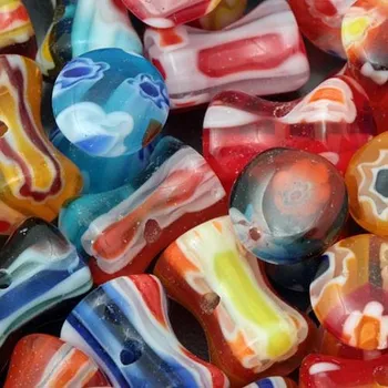 Korálek EU Korálek Millefiori KOST 11mm žlutá žíhaná