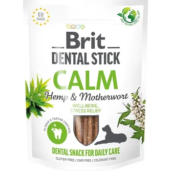 Pamlsek pro psa Výhodné balení: 3x251g (21ks) Brit Dental Stick Calm s konopím a srdečníkem pamlsky pro psy
