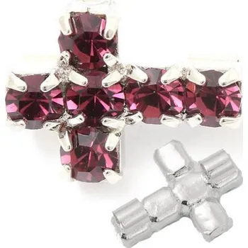 Přívěsek Crystal-ZONE Korálek křížek 10/7mm „horizontal“ amethyst/rhodium