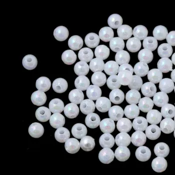 Korálek EU Plastový korálek kulička 8mm bílá AB (5g)