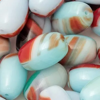 Korálek CZ Korálek mačkaný OLIVA 15mm modrá žíhaná