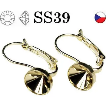 Náušnice Crystal-ZONE Náušnice Chaton ss39 gold plating 24kt