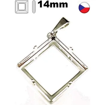 Přívěsek Crystal-ZONE Přívěsek koso SquareRing 14mm krapny rhodium