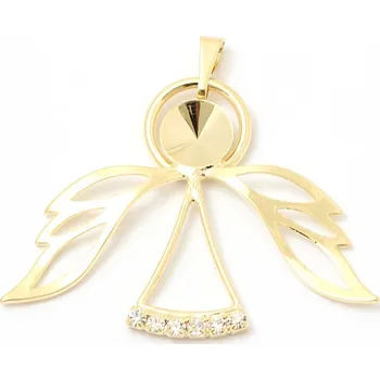 Přívěsek Crystal-ZONE Přívěsek Anděl štras Rivoli 8mm gold plating 24kt