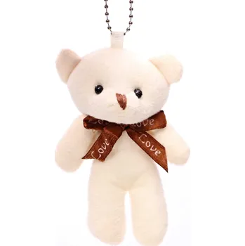 Magieprirody.cz Přívěsek na klíče plyšový medvídek béžový 12 cm #PLY06 medvěd s mašlí