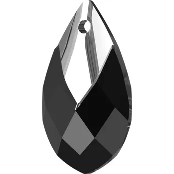 Přívěsek Swarovski Swarovski® Crystals Metallic Cap Pear 6565 18mm Jet Light Chrome