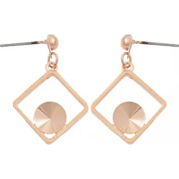 Náušnice Crystal-ZONE Náušnice bimbací čtverec Rivoli 8mm rose gold