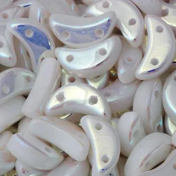 Korálek CZ Korálek mačkaný MOON DUO 9mm alabastr AB