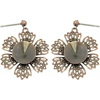 Náušnice Crystal-ZONE Náušnice bimbací FILIGRÁN Rivoli 12mm stará měď