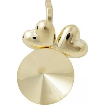 Korálek Crystal-ZONE Přívěsek závěs HEART SRDÍČKA Rivoli 12mm gold plating 24kt