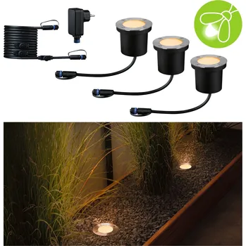 Venkovní osvětlení PAULMANN Plug & Shine LED zemní svítidlo Floor základní sada neláká hmyz IP67 2200K 3x4,5W antracit - PAULMANN P 94717