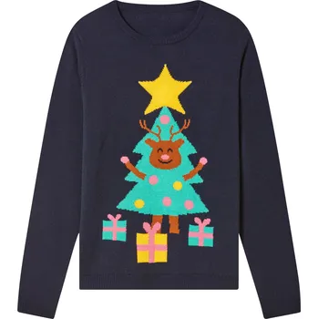 Dívčí oblečení pepperts!® Dívčí vánoční svetr s LED efektem a hudbou (navy modrá, 158/164)