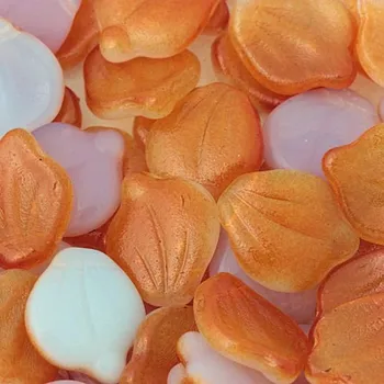 Korálek CZ Korálek mačkaný LIST 14/12mm růžovooranžová