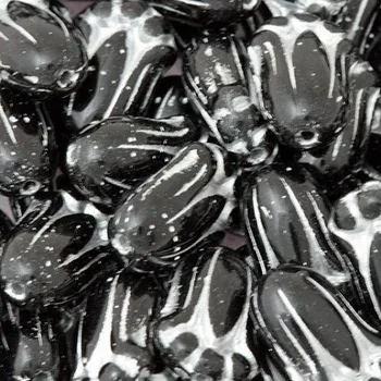 Korálek CZ Korálek mačkaný TULIPÁN 12/8mm černá stříbro