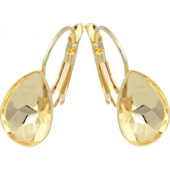 Náušnice Crystal-ZONE Náušnice Pear 14mm gold plating 24kt