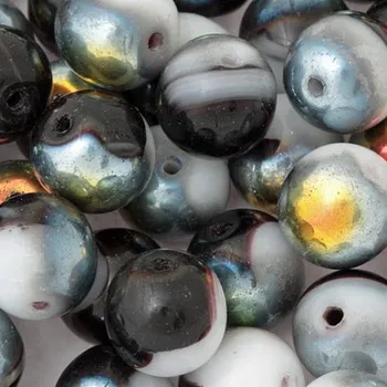 Korálek CZ Korálek mačkaný KULIČKA 8mm bíločerná AB