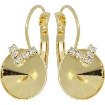 Náušnice Crystal-ZONE Náušnice „V“ Stras Rivoli 12 gold plating 24kt