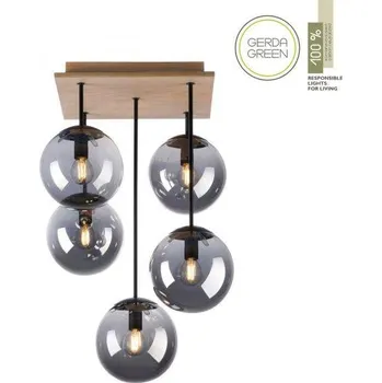 JUSTLIGHT GREEN WIDO LED stropní svítidlo 5 ramenné dřevo kouřová barva v udržitelném designu IP20 - LEUCHTEN DIREKT / JUST LIGHT LD 11395-79