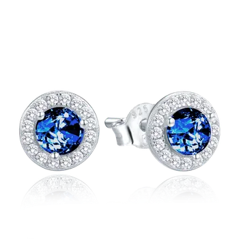 Náušnice MINET Elegantní stříbrné náušnice s modrými zirkony JMAS0257BE00