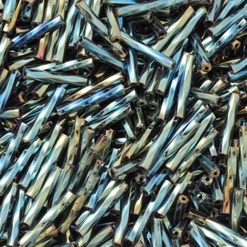 Korálek Preciosa Preciosa® Rokajl tyčinky kroucené 15mm zelený iris (59155)