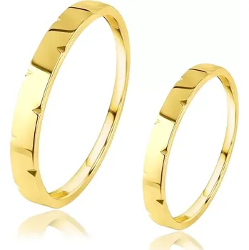 Prsten Zlaté snubní prsteny ze žlutého 14K zlata - malé trojúhelníkové zářezy - Velikost: 56