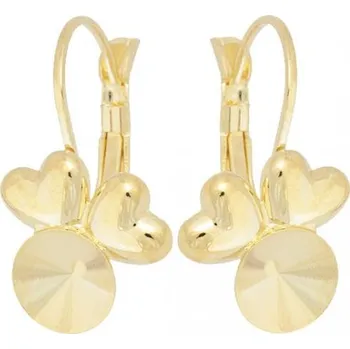 Náušnice Crystal-ZONE Náušnice SRDÍČKA Rivoli 8mm gold plating 24kt