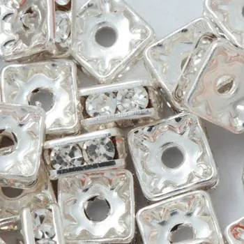 Materiál na výrobu šperku CZ Šatonový čtvereček 5mm stříbro/crystal