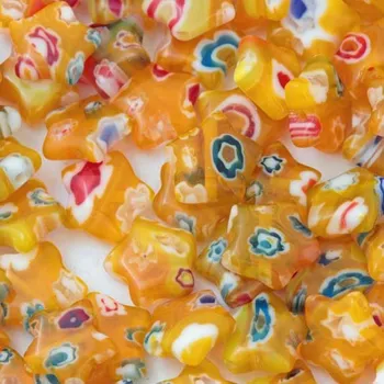 Korálek EU Millefiori hvězda 10mm oranžová