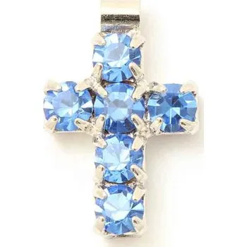 Přívěsek Crystal-ZONE Přívěsek křížek 10/7mm sapphire/rhodium