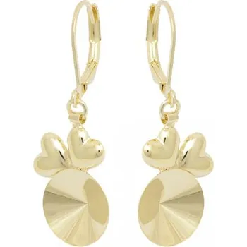 Náušnice Crystal-ZONE Náušnice bimbací SRDÍČKA Rivoli 12mm gold plating 24kt