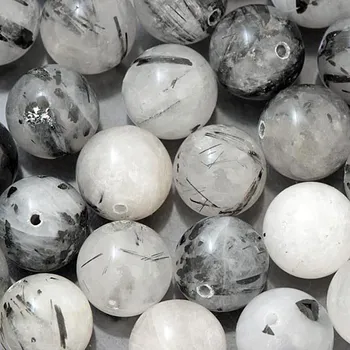 Drahý kámen Křišťál s turmalínem 6mm (1ks)