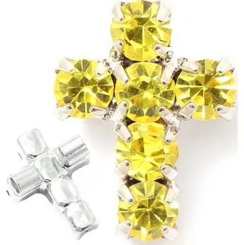 Přívěsek Crystal-ZONE Korálek křížek 10/7mm „vertikal“ citrine/rhodium
