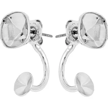 Náušnice Crystal-ZONE Náušnice DOUBLE Classical Square8mm/rivoli 6mm rhodium