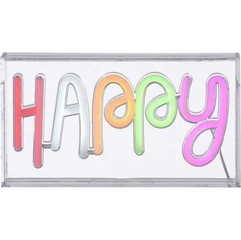 Nástěnné svítidlo JUSTLIGHT NEON-HAPPY LED nástěnné svítidlo nápis HAPPY vícebarevné USB vypínač dekorativní - LEUCHTEN DIREKT / JUST LIGHT LD 85027-70