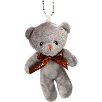 Magieprirody.cz Přívěsek na klíče plyšový medvídek šedý 12 cm #PLY10 medvěd s mašlí