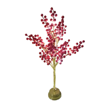 Vánoční osvětlení DZL LED lampa ve tvaru ozdobného keře s bobulemi, 55cm Barva: Studená bílá