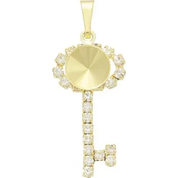 Přívěsek Crystal-ZONE Přívěsek klíč 35/13mm rivoli 8mm gold plating 24kt