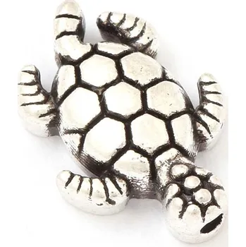 Materiál na výrobu šperku Kovový korálek Želva 13/9mm staré stříbro