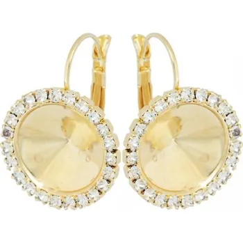 Náušnice Crystal-ZONE Náušnice STRASS Rivoli 14mm gold plating 24kt