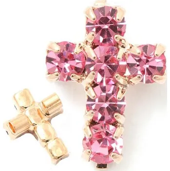 Přívěsek Crystal-ZONE Korálek křížek 10/7mm „vertikal“ rose/rose gold