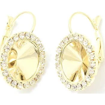 Náušnice Crystal-ZONE Náušnice Rivoli 12mm STRASS gold plating 24kt