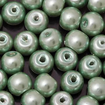 Náramek CZ Vosková perle KULIČKA 8mm světle zelená