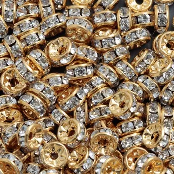 Materiál na výrobu šperku CZ Šatonová rondelka 6mm zlato/crystal