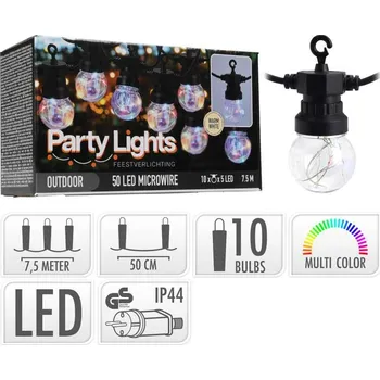 Venkovní osvětlení PROGARDEN Světelný řetěz LED PARTY 10 žárovek 7,5m barevná KO-LE2100100