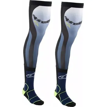Pánské ponožky Motokrosové nadkolenky / vysoké ponožky ALPINESTARS SOCK KNEE BRACE barva navy modrá/žlutá fluo velikost S/M - EUR 36-41 (dlouhé ponožky navržené pro použití s řadou off-road botů a kolenních chráničů)