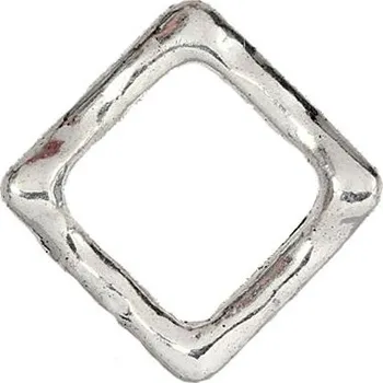 Materiál na výrobu šperku Korálek kovový rám KOSOČTVEREC 12mm staré stříbro