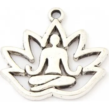 Přívěsek Crystal-ZONE Přívěsek Lotosový květ s Buddhou 18/16mm staré stříbro