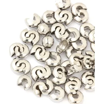 Materiál na výrobu šperku EU Kryt na zamačkávací rokajl 3mm stříbro