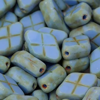 Korálek CZ Korálek ploškovaný KOSOČTVEREC 12/8mm modrá travertin