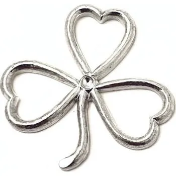 Přívěsek CZ Kovový přívěsek trojlístek srdce 28mm stříbro